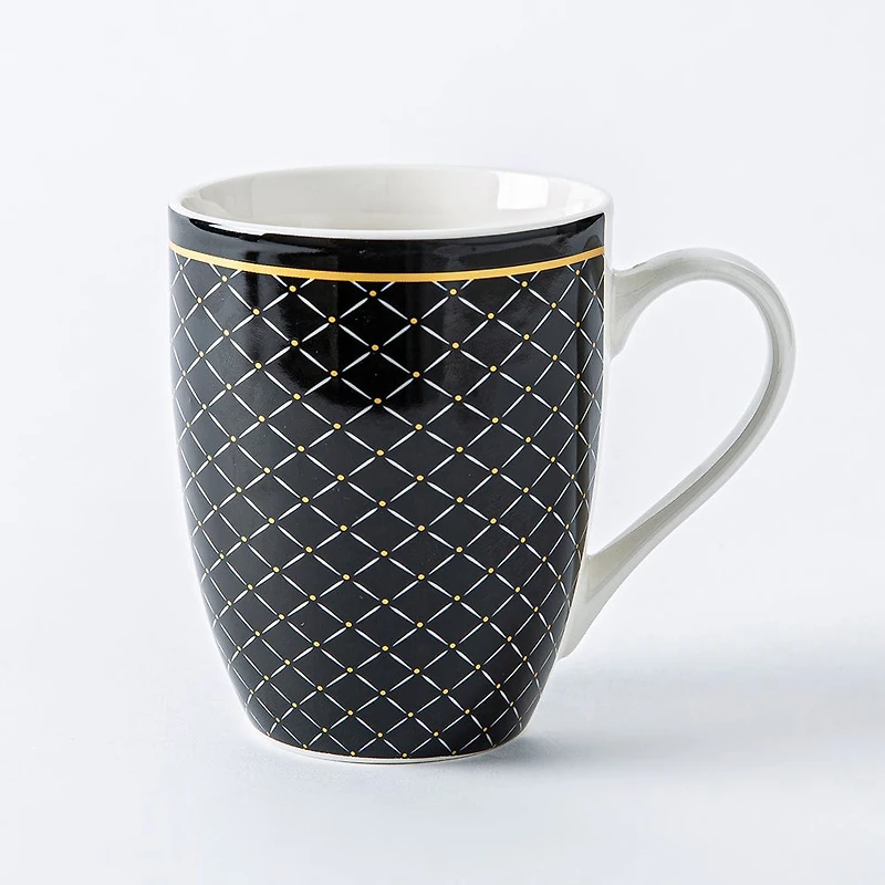 KSP Graphic 'Regal' Mug - Set of 4 (Black/White/Gold)