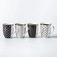 KSP Graphic 'Regal' Mug - Set of 4 (Black/White/Gold)