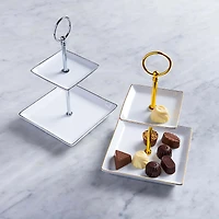 KSP Gleam '2-Tier' Porcelain Buffet Plate Square (Gold)