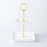 KSP Gleam '2-Tier' Porcelain Buffet Plate Square (Gold)