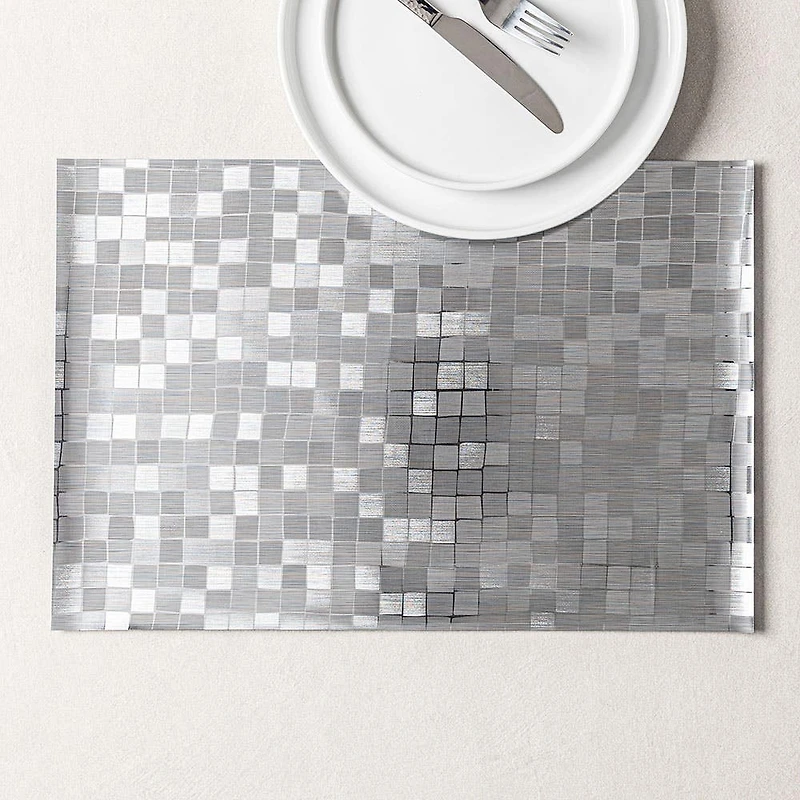 KSP Ritz Metallic 'Squares' PVC Placemat (Silver)