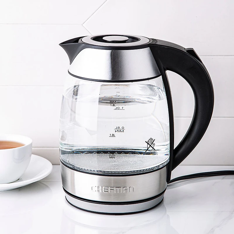 Chefman Glass Kettle with Infuser (Brush Stainless Steel)