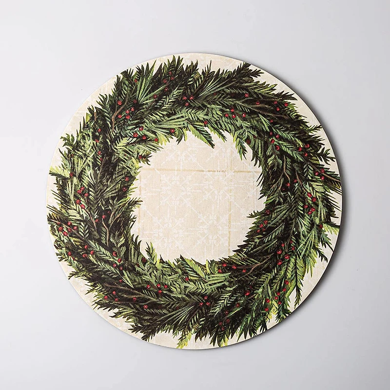 Primatives By Kathy Christmas Paper 'Wreath' Placemat - Set of 24