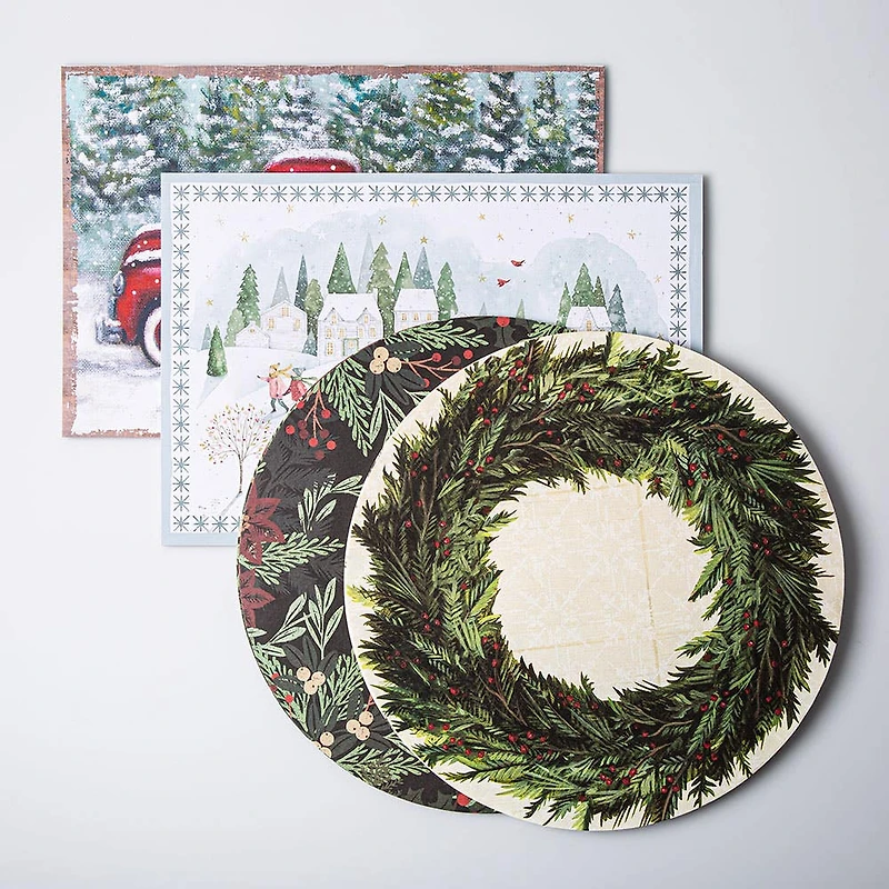 Primatives By Kathy Christmas Paper 'Red Truck' Placemat - Set of 24