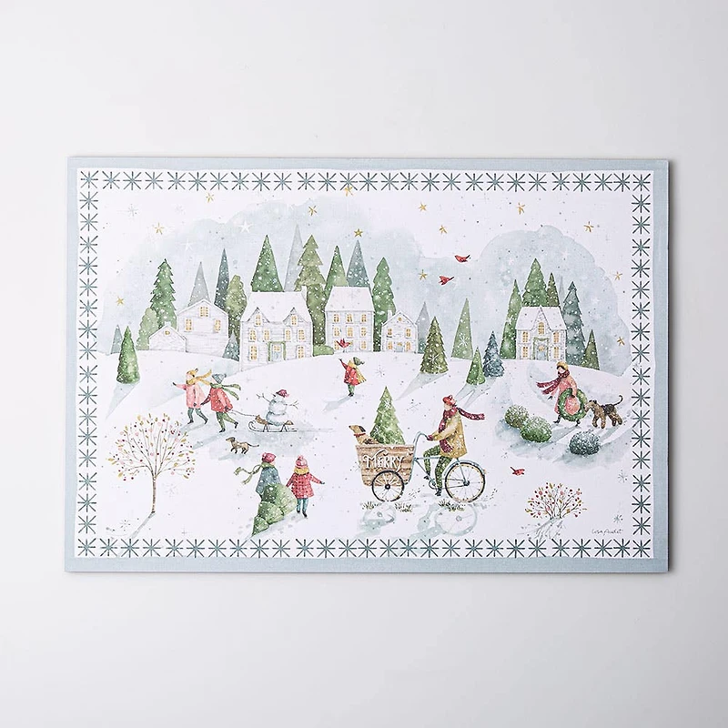 Primatives By Kathy Christmas Paper 'Winter' Placemat - Set of 24