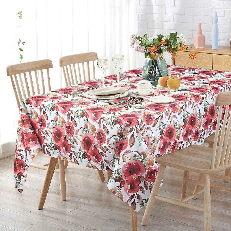 Easycare Printed 'Rose' Polyester Tablecloth 58x78"