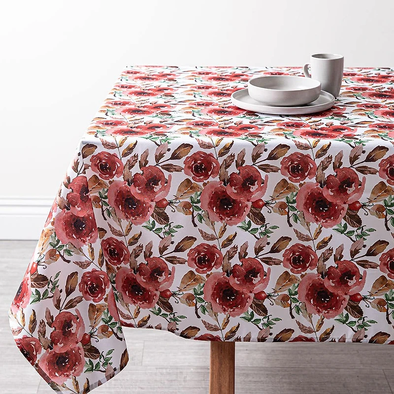 Easycare Printed 'Rose' Polyester Tablecloth 58x78"