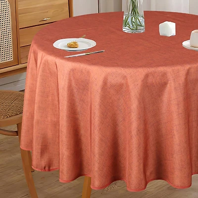 Easycare Printed 'Solid Textured' Polyester Tablecloth 70" Dia. (Org.)