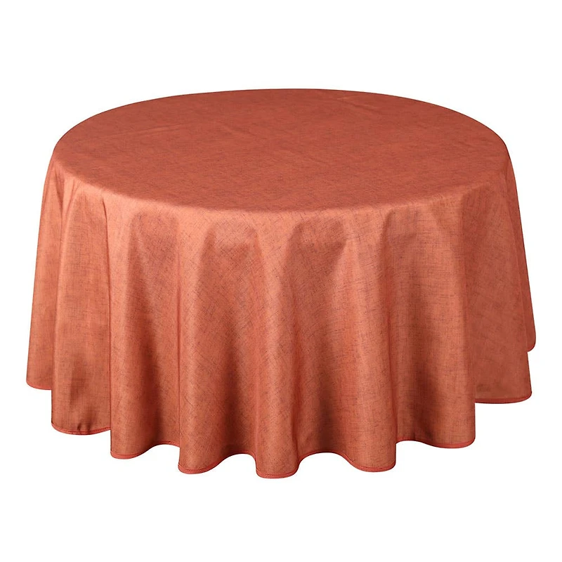 Easycare Printed 'Solid Textured' Polyester Tablecloth 70" Dia. (Org.)