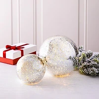 KSP Christmas Lustre Glass Ball with LED - Set of 2 (Silver/Clear)