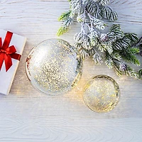 KSP Christmas Lustre Glass Ball with LED - Set of 2 (Silver/Clear)