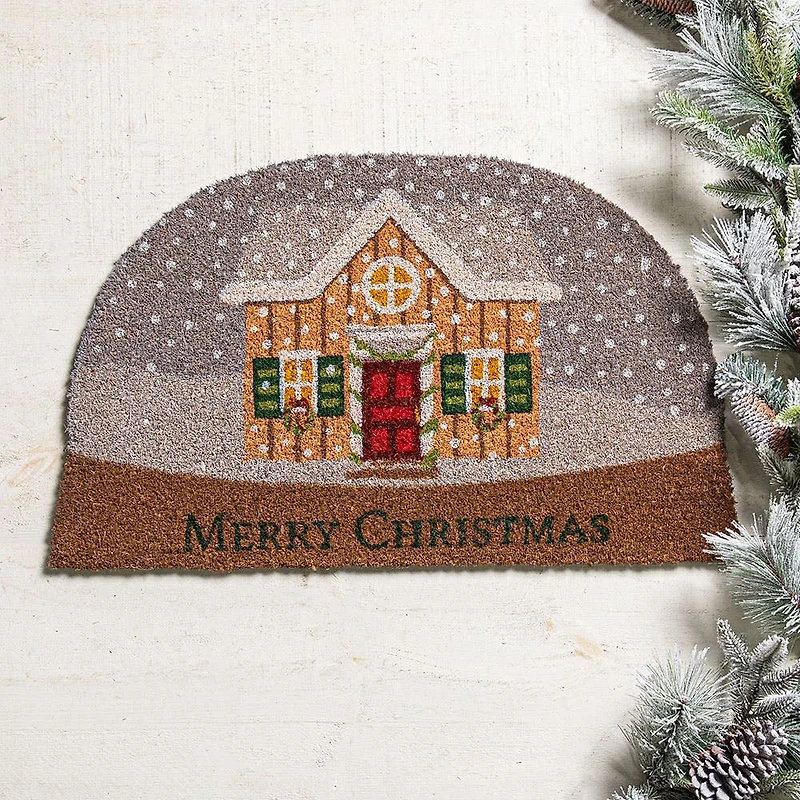KSP Christmas 'Snow Globe Home' Coir Doormat