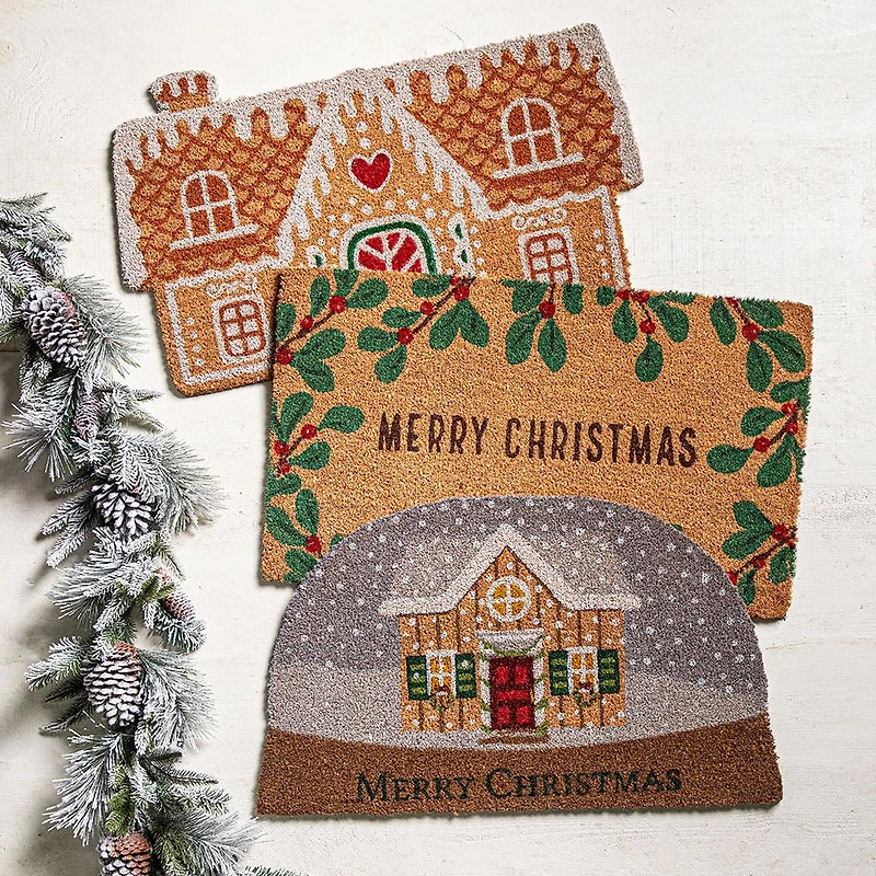 KSP Christmas 'Snow Globe Tree' Coir Doormat