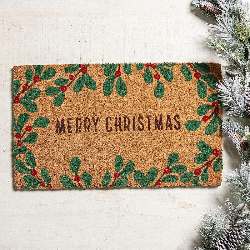 KSP Christmas 'Merry Christmas Holly' Coir Doormat