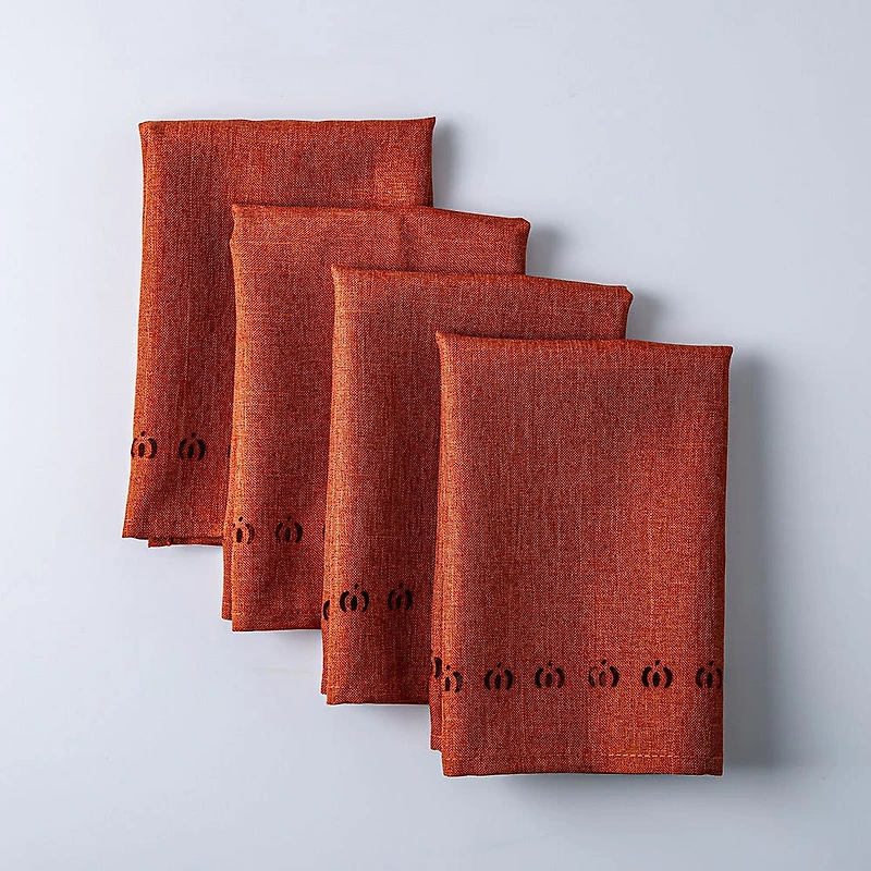 Harman Hemstitch Pumpkin Polyester Napkin - Set of 4