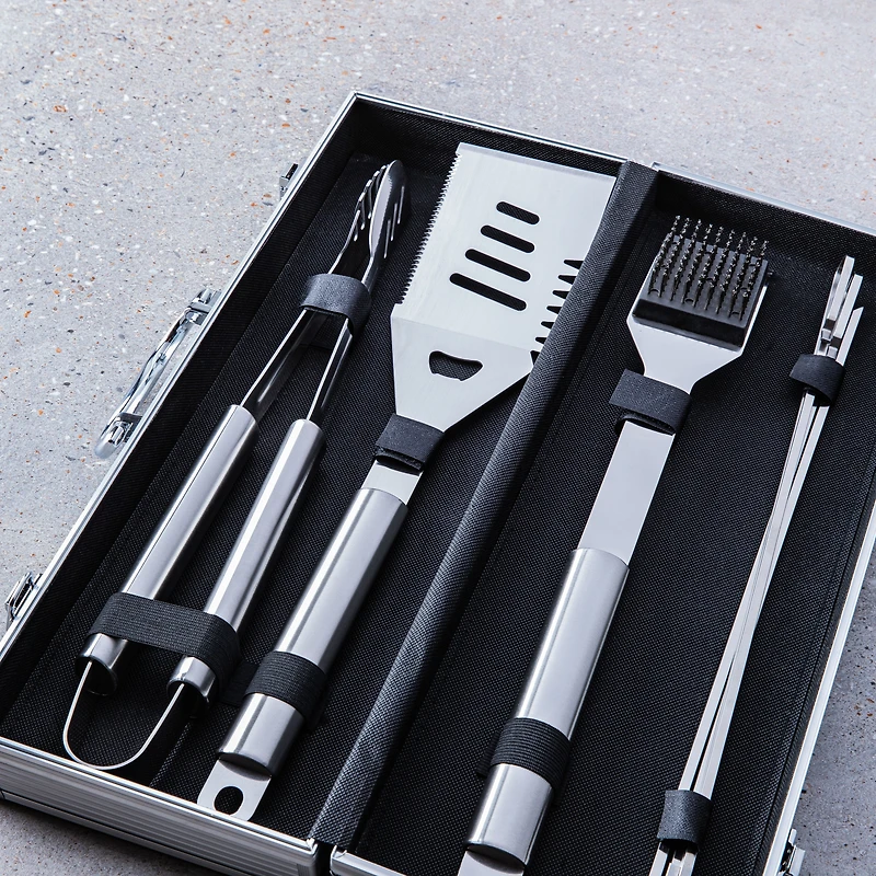 KSP Gourmet Bbq Tools In Aluminum Case - Set of 7 (Stainless Steel)