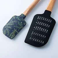 KSP Christmas Cook 'Holly' Silicone Spatula with Wood Handle - Set/2