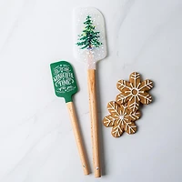KSP Christmas Cook 'Tree' Silicone Spatula with Wood Handle - Set/2