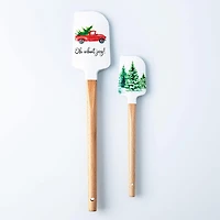 KSP Christmas Cook 'Truck' Silicone Spatula with Wood Handle - Set/2