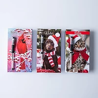 Ty Christmas Memo 'Xmas Cat/Cardinal/Xmas Dog' Notepad w/Pen Asstd.