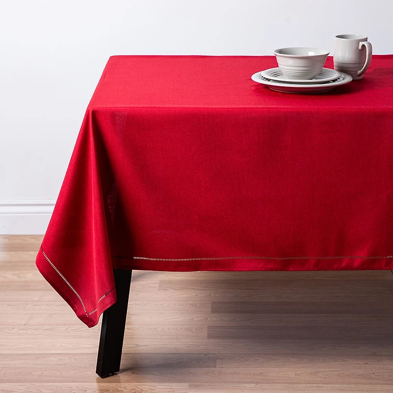 Harman Hemstitch Polyester Tablecloth 60"x90" (Red)