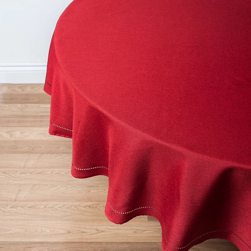 Harman Hemstitch Polyester Tablecloth 70" Round (Red)