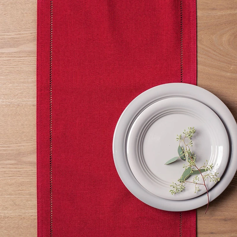 Harman Hemstitch Polyester Runner (Red)