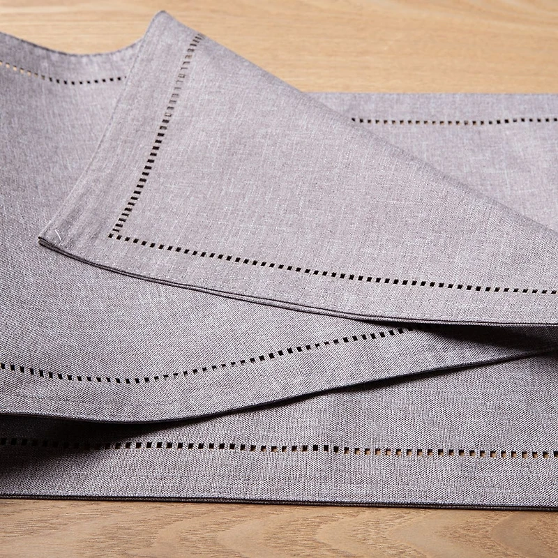 Harman Hemstitch Polyester Runner (Dark Grey)