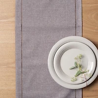 Harman Hemstitch Polyester Runner (Dark Grey)