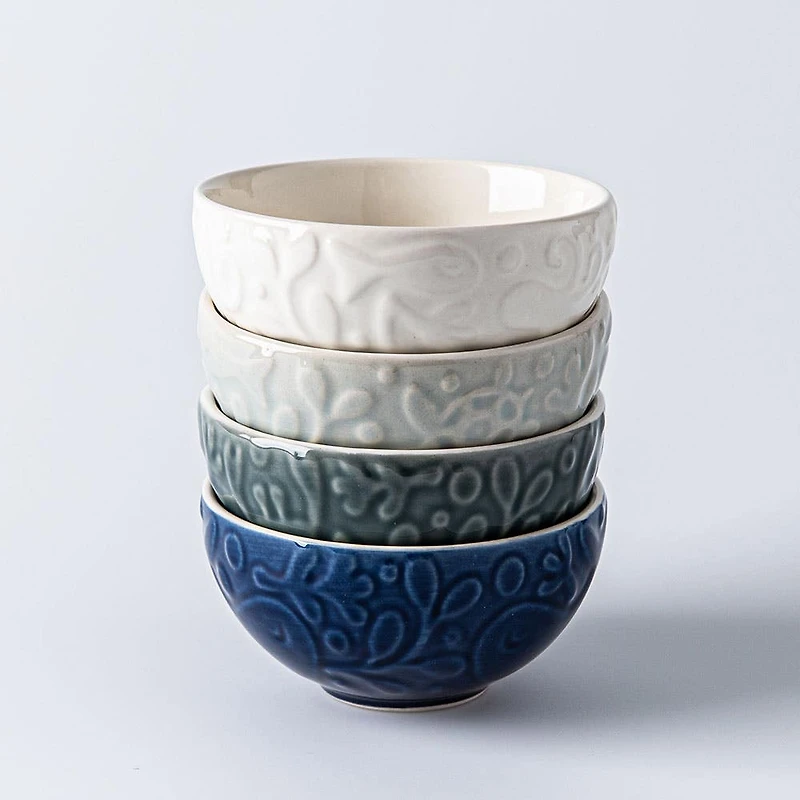 Mason Cash Prep 'Nautical' Stoneware Bowls - Set of 4 (White Blue)