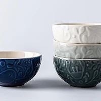 Mason Cash Prep 'Nautical' Stoneware Bowls - Set of 4 (White Blue)