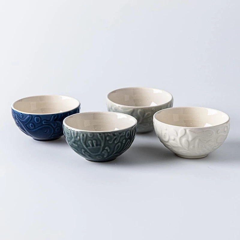 Mason Cash Prep 'Nautical' Stoneware Bowls - Set of 4 (White Blue)