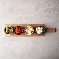 KSP Tapas Serving Board with Bowls - Set of 5 (Black/White/Wood)