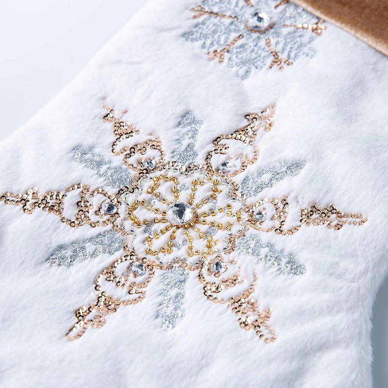 KSP Christmas 'Snowflakes' Faux Fur Stocking