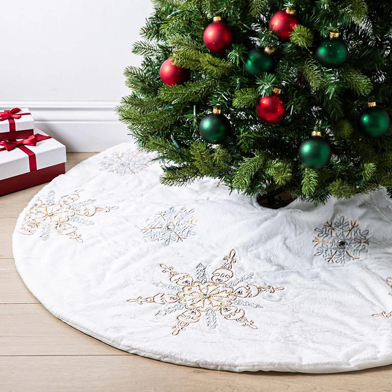KSP Christmas 'Snowflakes' Faux Fur Tree Skirt