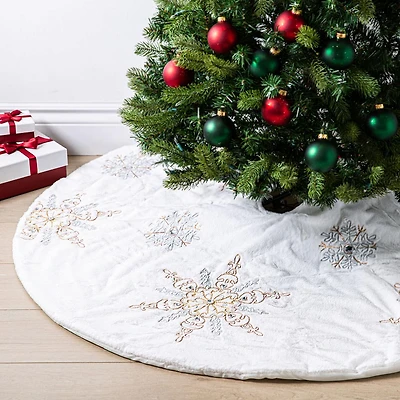 KSP Christmas 'Snowflakes' Faux Fur Tree Skirt