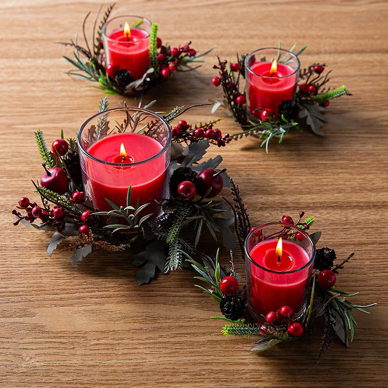 KSP Christmas Favour 'Garland' Unscented Candle 190g (Red)