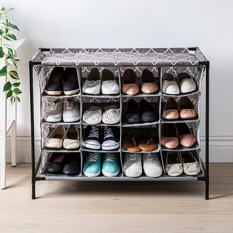 KSP Softstor 'Lattice' Fabric Shoe Cabinet 16-Shoe (Brown)