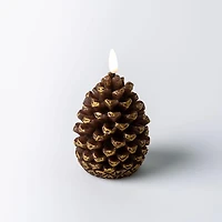 KSP Christmas Delight 'Pine Cone' LED Wax Candle 8cm (Brown/Gold)