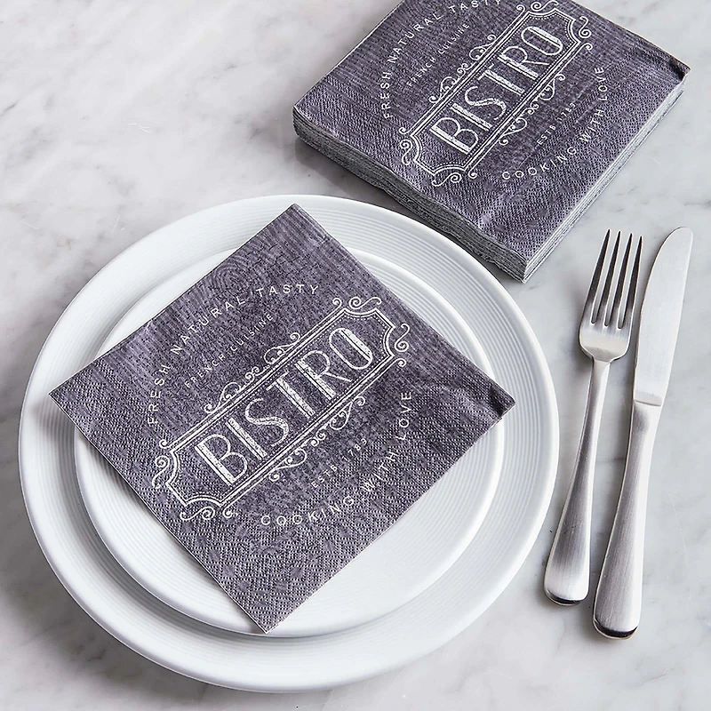 Harman 3-Ply 'French Cuisine Bistro' Paper Napkin (Black)