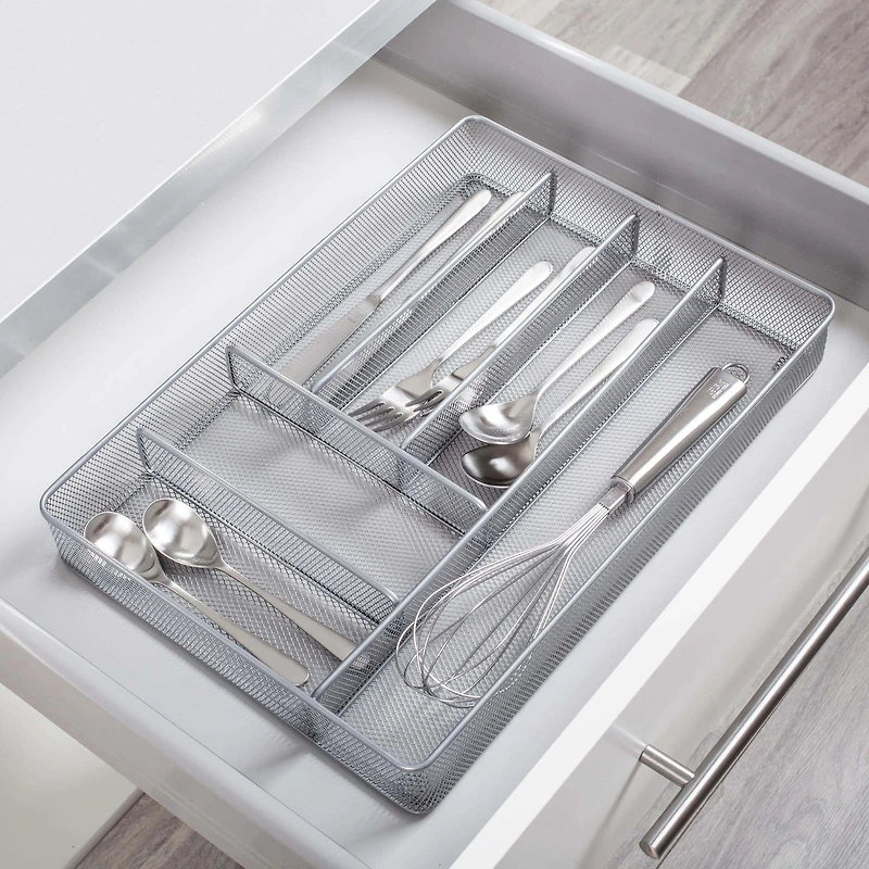 KSP Mesh Cutlery Tray - Large (Silver) 40.5 x 28 x 5 cm