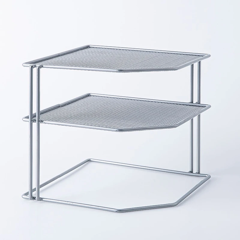 KSP Mesh Corner Shelf 2-Tier (Silver) 23 x 23 x 21.5 cm