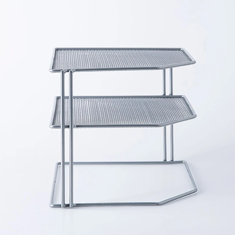 KSP Mesh Corner Shelf 2-Tier (Silver) 23 x 23 x 21.5 cm
