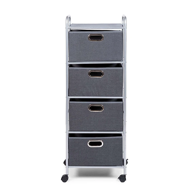 KSP Rollstor '4-Drawer' Fabric Storage Cart (Dark Grey) 41.5x31x113 cm
