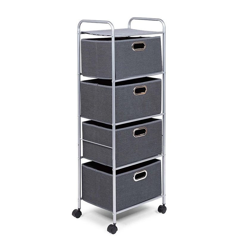KSP Rollstor '4-Drawer' Fabric Storage Cart (Dark Grey) 41.5x31x113 cm
