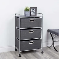KSP Rollstor '3-Drawer' Fabric Storage Cart (Dark Grey) 55x35.5x89 cm