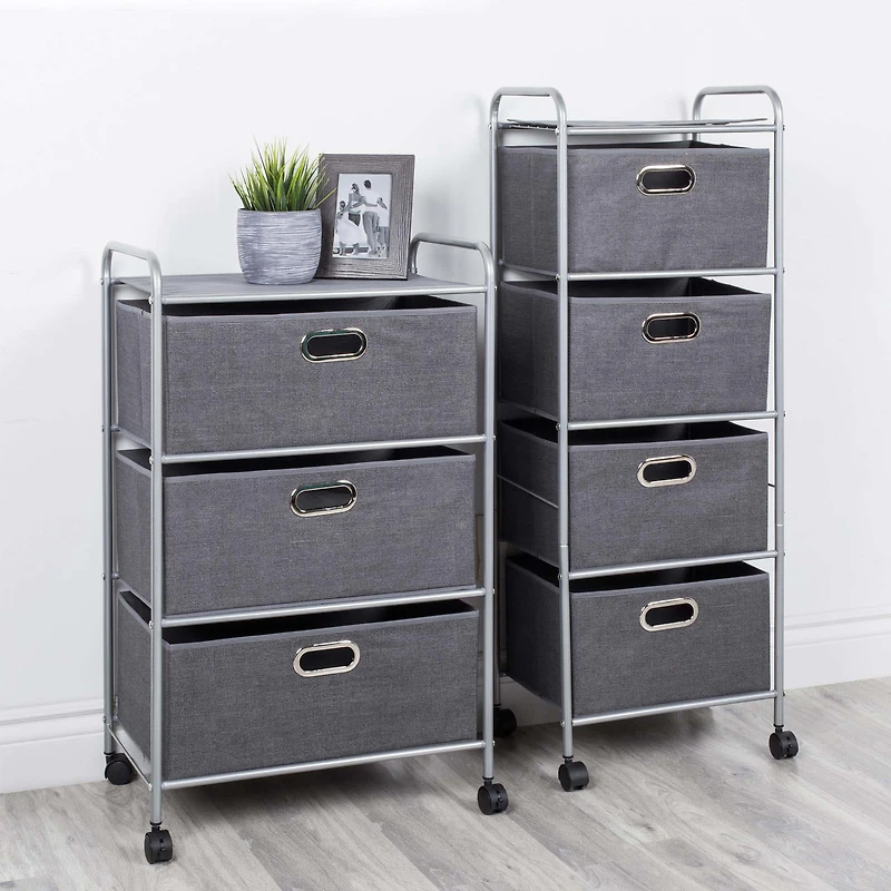 KSP Rollstor '3-Drawer' Fabric Storage Cart (Dark Grey) 55x35.5x89 cm