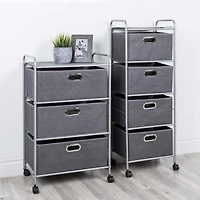 KSP Rollstor '3-Drawer' Fabric Storage Cart (Dark Grey) 55x35.5x89 cm