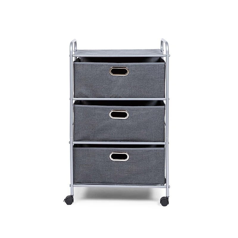 KSP Rollstor '3-Drawer' Fabric Storage Cart (Dark Grey) 55x35.5x89 cm
