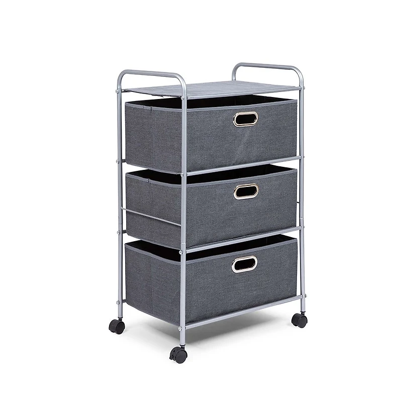 KSP Rollstor '3-Drawer' Fabric Storage Cart (Dark Grey) 55x35.5x89 cm
